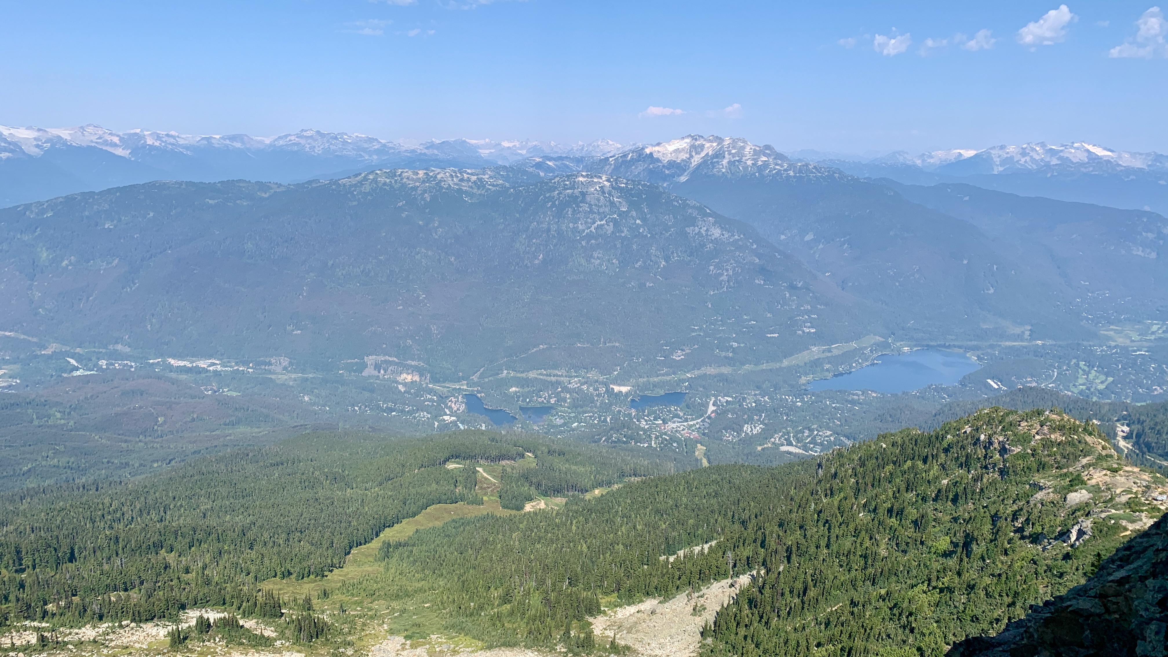 The four lakes from Whistler Mountain, (Left to Right) Alpha Lake, Nita Lake, Alta Lake and Green Lake